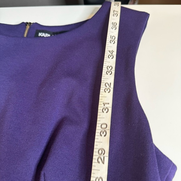 Karl Lagerfeld Paris Women's Purple And Black Lace Inset Sheath Dress - Picture 6 of 11